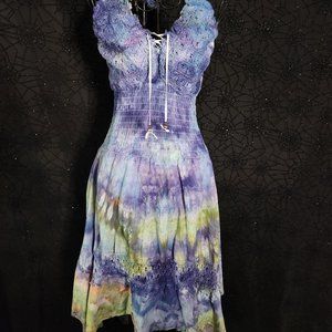 Custom tie-dyed halter dress